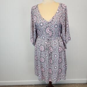Torrid 1 Wide Sleeve Mandala Print Dress Size 1X 14-16 Multicolor V-neck Cottage
